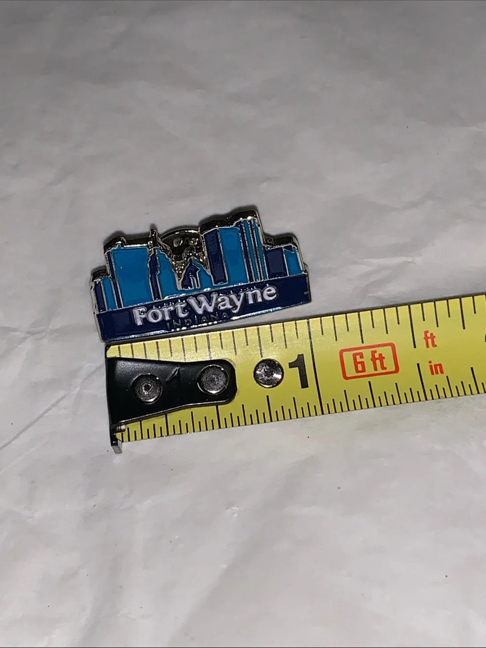 Fort Wayne Indiana Skyline Enamel Lapel Pin - Blue